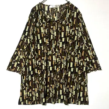 MOTHER WELL 기하학 패턴 7부 소매 튜닉 개성있는 Y