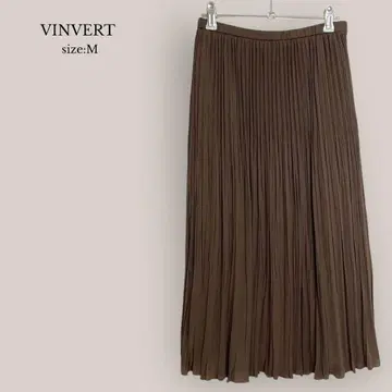 [반베르] VINVERT 롱 플리츠 스커트 브라운 안감 부착 MUJI