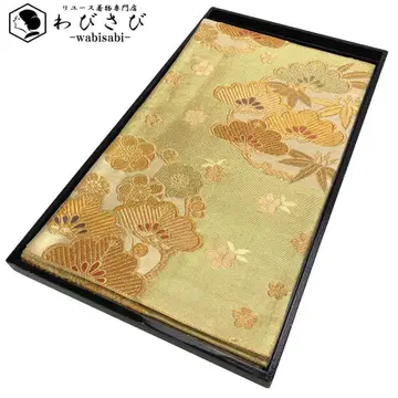 후쿠로 오비 송죽매 반짝이는 골드 컬러 금실 후리소데 O-3217