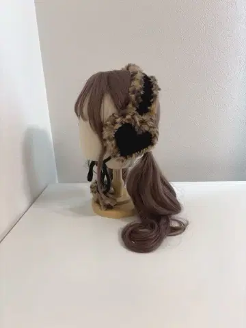 하트 이어머프 블랙 레오파드 핸드메이드 귀도리 귀마개