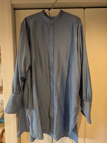 MACPHEE 코튼 몰스킨 밴드 카라 튜닉 셔츠 36