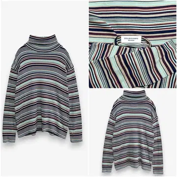 [ BEAMSBOY ] 빔즈 보이 별주 원단 멀티 보더 리브 터틀넥