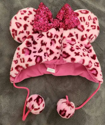미니 레오파드 무늬 표범 무늬 레오파드 팬캡 모자 디즈니 핑크