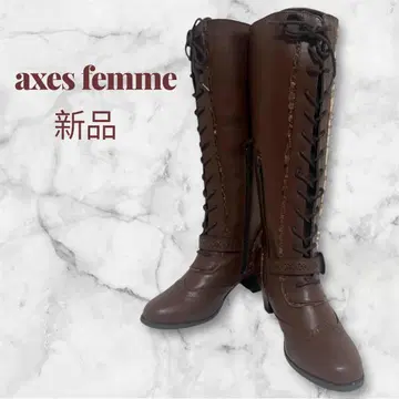 [axes femme] 레이스업 롱 부츠 튤 프릴 새상품 박스 포함