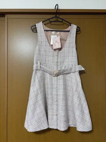 [택 포함 새상품] 리즈리사 마이멜로디 체크 오버롤 스커트 M 원피스