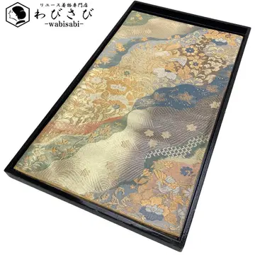 후쿠로 오비 반짝이는 꽃과 덩굴에 새 무늬 미치나가토리 금실 O-3183