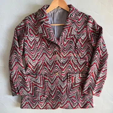 빈티지 하운드투스 체크 지그재그 패턴 자켓 쇼와 레트로 모드 그런지 Y2