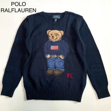 [폴로 랄프로렌] 폴로베어 니트 스웨터 네이비 성조기 S 상당 면