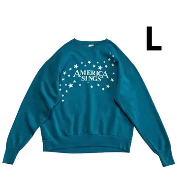 90s USA제 Delta 별 맨투맨 L 에메랄드 블루 화이트 긴 리브