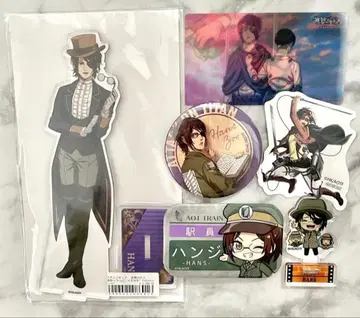 진격의 거인 한지 아크릴 스탠드 캔뱃지 스티커 6점 세트