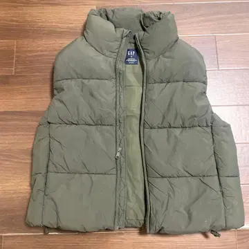 GAP 충전솜 다운 베스트 카키 올리브 여성용 심플