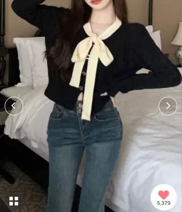 Nia 모노톤 리본 포함 가디건