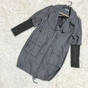 settimo anap 소매 니트 아우터 코트 밑단 드로스트 그레이