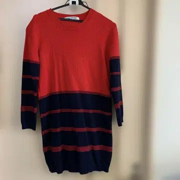 Luna Piena 니트 원피스 빨간색 네이비 스트라이프