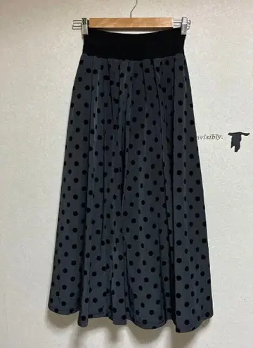 boogie 허리 리브 도트 무늬 플레어 스커트