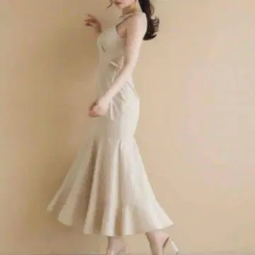 andmary 안드마리 플루레트 리본 드레스 베이지 아이보리