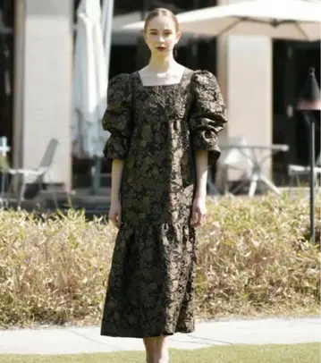 acka jacquard volume dress