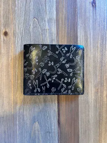 DENHAM 블랙 가위 디자인 접이식 지갑