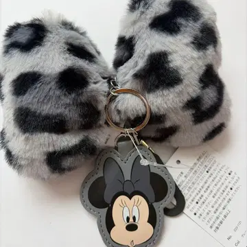 미니 마우스 레오파드 무늬 거울 포함 참 키링 아베일