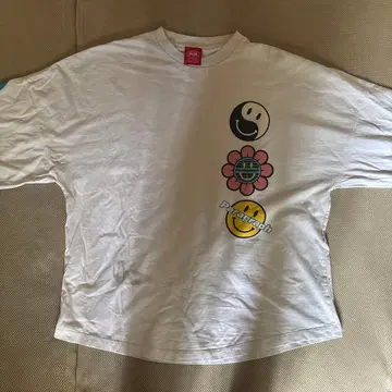 화이트 스마일리 페이스 티셔츠