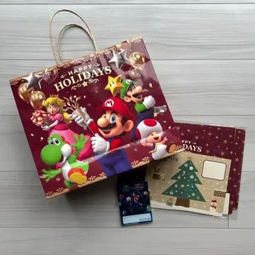 마리오 switch2 기프트 백, 기프트 박스, 캔뱃지 3종 세트