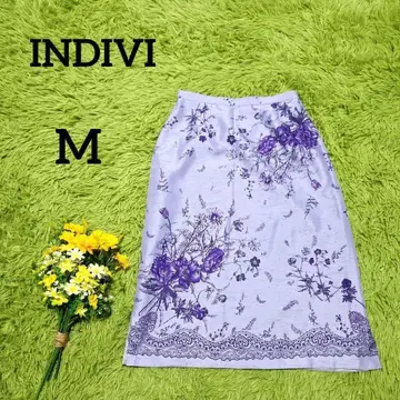 새상품급 [인디비] 꽃무늬 타이트 스커트 M 퍼플 고급 오피스 엘레강트