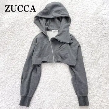 새상품급 ZUCCA 주카 디자인 집업 숏 후드티 M 그레이