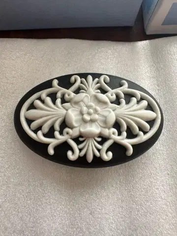 웨지우드 WEDGWOOD 꽃 무늬 오비 고정 띠 타원형 블랙 검정