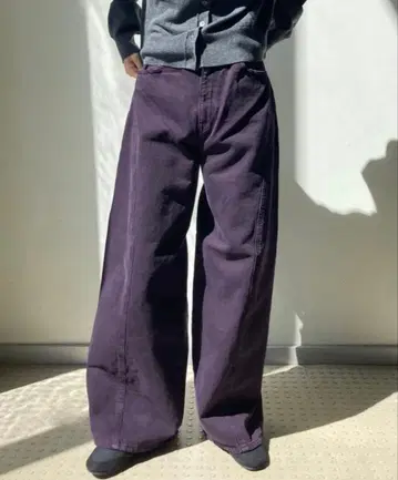 H BEAUTY&YOUTH 오버다이 데님 팬츠 purple