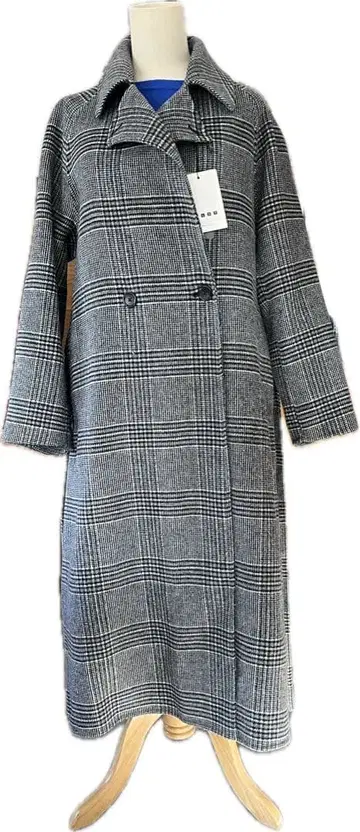 PLST 그레이 계열 체크 롱 코트 M 사이즈