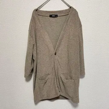 WASHING 베이지 와플 편직 V넥 가디건 M 사이즈