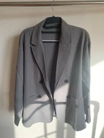 그레이 더블 버튼 테일러드 자켓