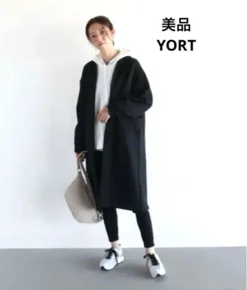 [새상품급] 야마다야 SCOT계 YORT 종이상자 니트 노카라 코트 블랙