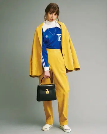 Roku 6 코듀로이 브라운 하이웨스트 팬츠