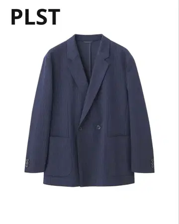 플라스테 프레셔스 니트 멜톤 더블 브레스트 자켓 L 네이비
