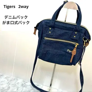 Tigers 데님 백 2way 핸드백 숄더백 가마구치 금 골드