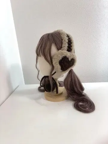 하트 귀도리 브라운 핸드메이드 귀도리 귀마개