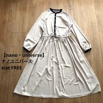 nano UNIVERSE 긴팔 롱 원피스 베이지