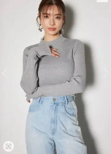 리엔다 써멀홀 포함 워셔블 하이넥 니트탑 그레이 S