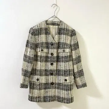 4257 하나뿐인 노카라 트위드 자켓 긴 길이 레트로 빈티지