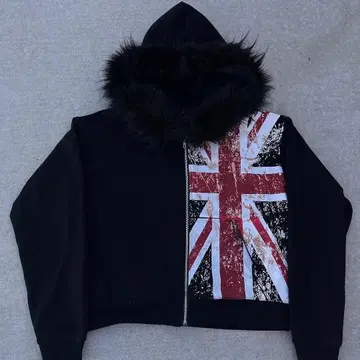 국기 프린트 후드티 블랙 후드퍼 집업 스트릿 그런지 M