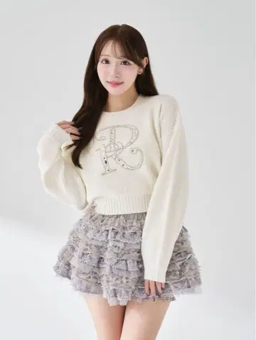 Darich 다리치 DR 비쥬 볼륨 리브 니트탑 화이트