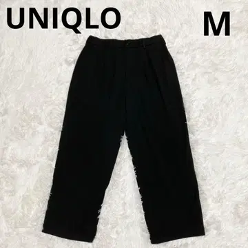 UNIQLO 턱 와이드 팬츠 M 블랙 2way 스트레치 워셔블