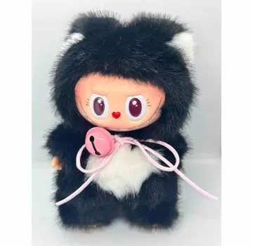 Zimomo 블랙 방울 달린 봉제 인형 키링