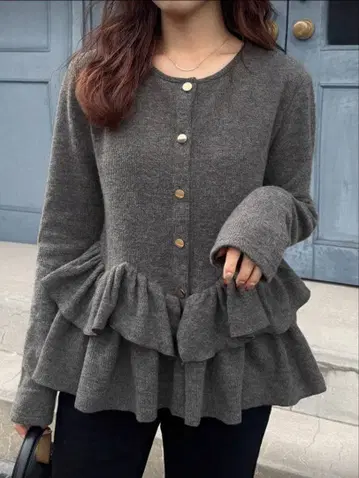 24시간 이내 배송 M 프릴 긴팔 니트 스웨터