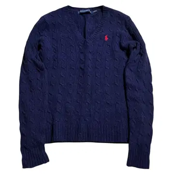 랄프 로렌 스포츠 케이블 울 니트 스웨터 네이비