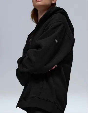 alo yoga 헤비 웨이트 풀 집업 후드티 블랙 사이즈 M