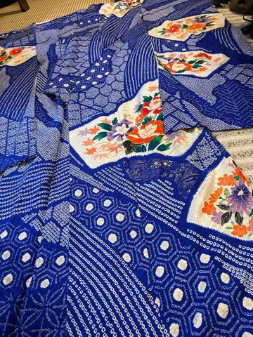 순수 실크 시보리 후리소데 161cm