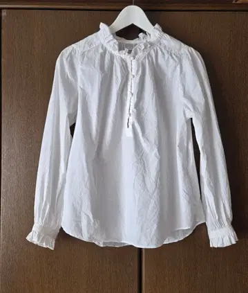 피스 오브 라이브러리 코튼 프릴 로얄 스칼렛 셔츠