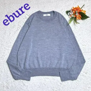 새상품급/에브르 실크 캐시미어 혼방 크루넥 니트 하이 게이지 그레이